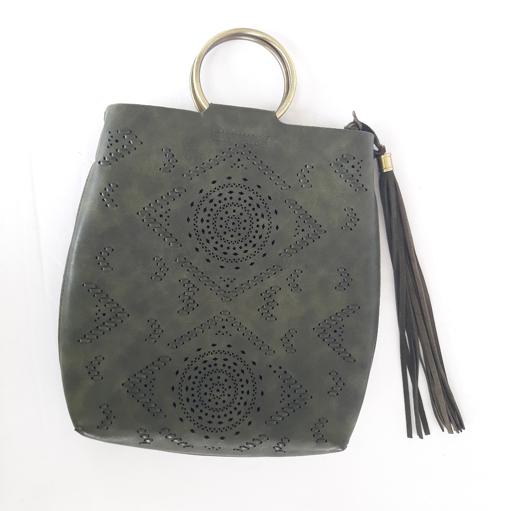 Street Level Leather Tote Handbag Green